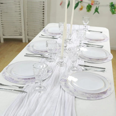 10 Cardboard Paper Placemats in French Toile Pattern - White