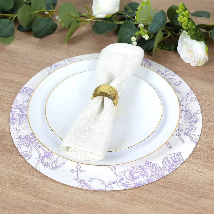 10 Cardboard Paper Placemats in French Toile Pattern - White