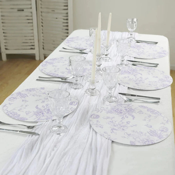 10 Cardboard Paper Placemats in French Toile Pattern - White
