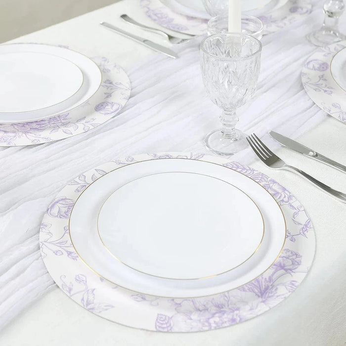 10 Cardboard Paper Placemats in French Toile Pattern - White