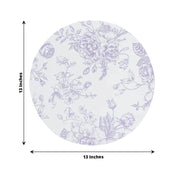 10 Cardboard Paper Placemats in French Toile Pattern - White