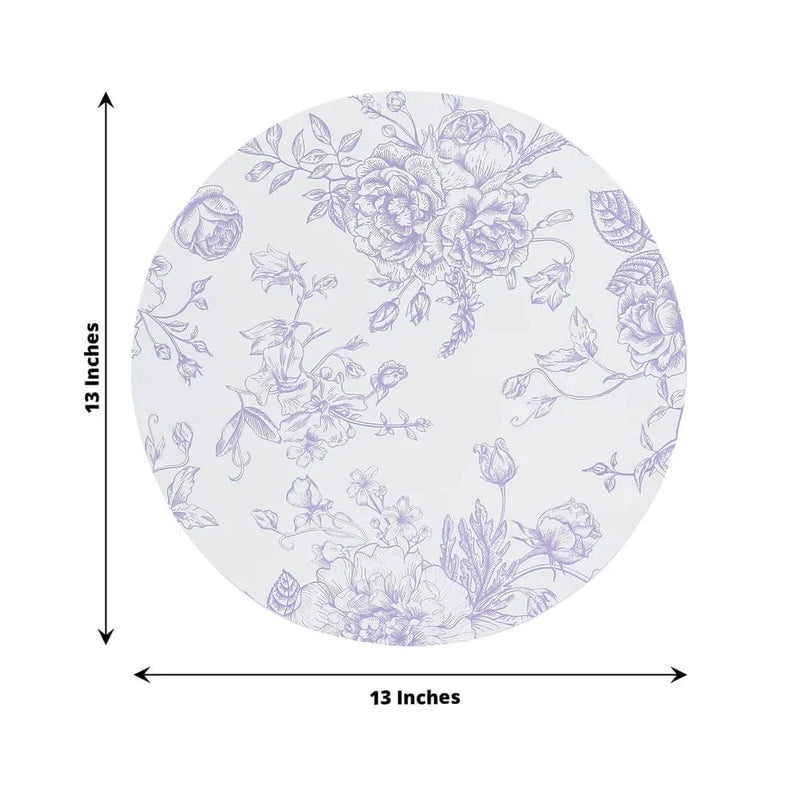 10 Cardboard Paper Placemats in French Toile Pattern - White