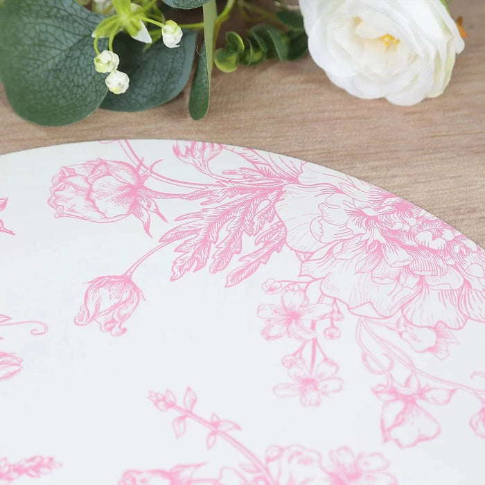 10 Cardboard Paper Placemats in French Toile Pattern - White