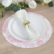 10 Cardboard Paper Placemats in French Toile Pattern - White