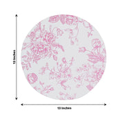 10 Cardboard Paper Placemats in French Toile Pattern - White