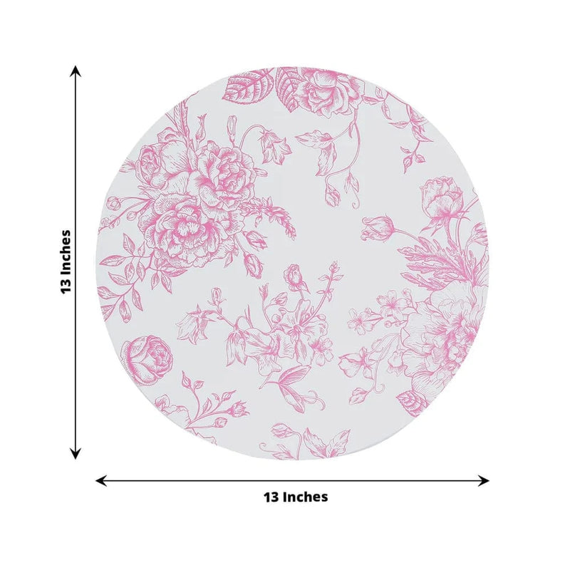 10 Cardboard Paper Placemats in French Toile Pattern - White