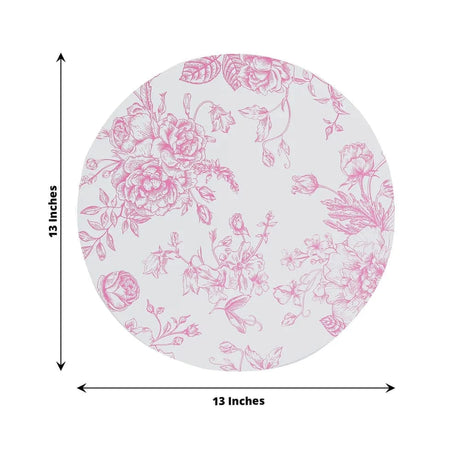 10 Cardboard Paper Placemats in French Toile Pattern - White