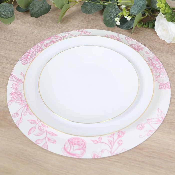 10 Cardboard Paper Placemats in French Toile Pattern - White