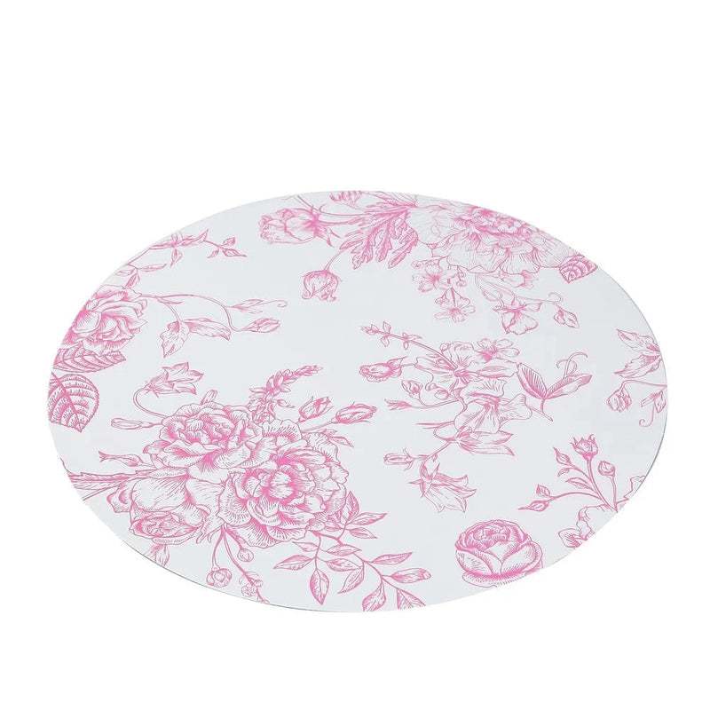 10 Cardboard Paper Placemats in French Toile Pattern - White