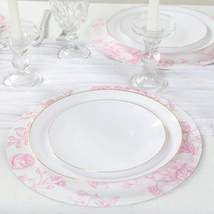 10 Cardboard Paper Placemats in French Toile Pattern - White