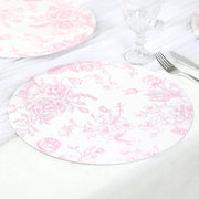10 Cardboard Paper Placemats in French Toile Pattern - White