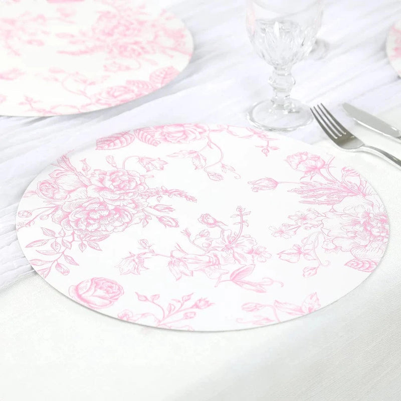 10 Cardboard Paper Placemats in French Toile Pattern - White