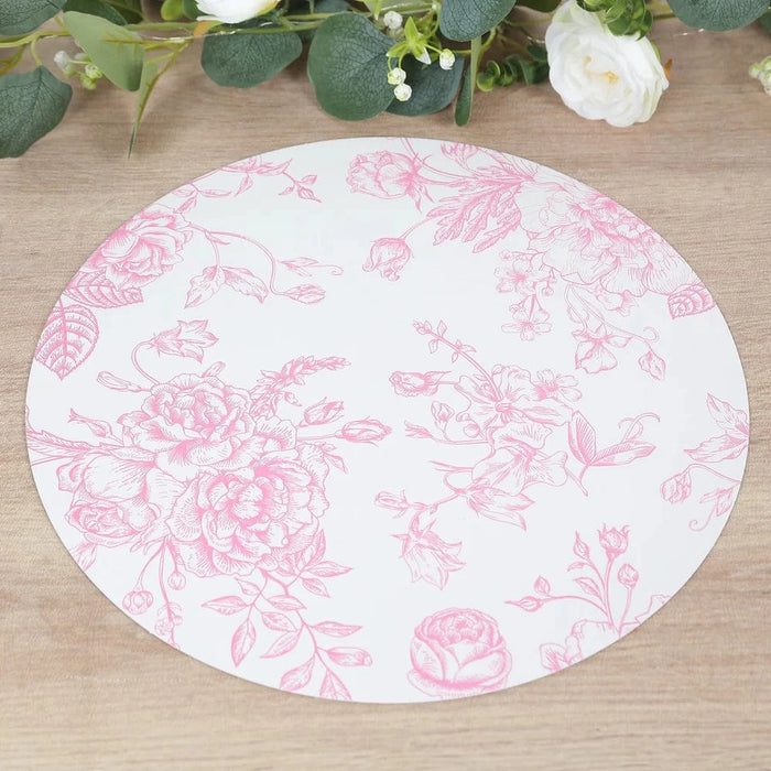 10 Cardboard Paper Placemats in French Toile Pattern - White