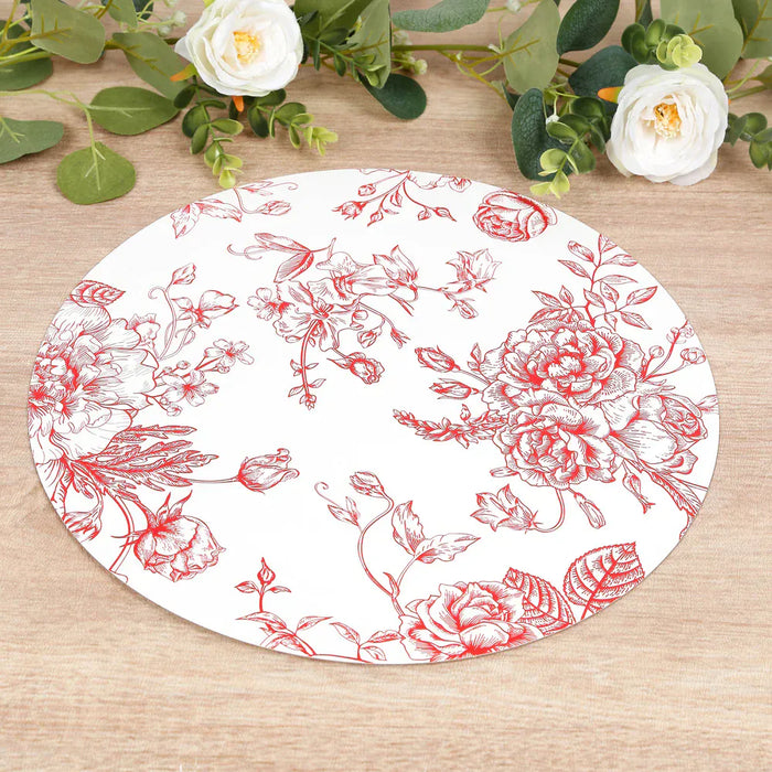 10 Cardboard Paper Placemats with French Toile Pattern - White