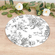 10 Cardboard Paper Placemats with French Toile Pattern - White