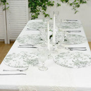10 Cardboard Paper Placemats with French Toile Pattern - White