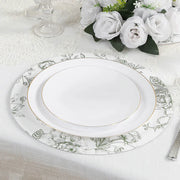 10 Cardboard Paper Placemats with French Toile Pattern - White