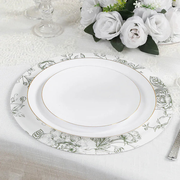 10 Cardboard Paper Placemats with French Toile Pattern - White