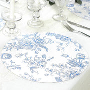 10 Cardboard Paper Placemats with French Toile Pattern - White