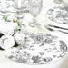 10 Cardboard Paper Placemats with French Toile Pattern - White