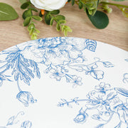 10 Cardboard Paper Placemats with French Toile Pattern - White