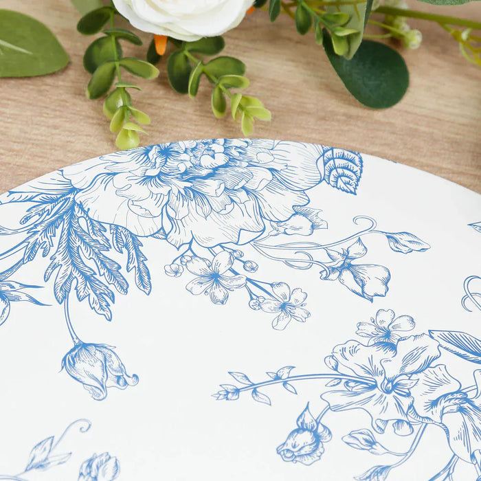 10 Cardboard Paper Placemats with French Toile Pattern - White