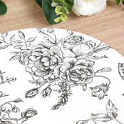 10 Cardboard Paper Placemats with French Toile Pattern - White