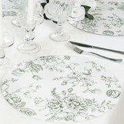 10 Cardboard Paper Placemats with French Toile Pattern - White