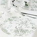 10 Cardboard Paper Placemats with French Toile Pattern - White