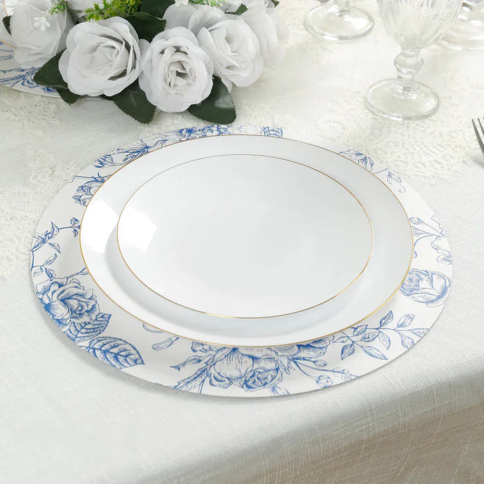 10 Cardboard Paper Placemats with French Toile Pattern - White