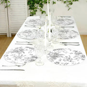 10 Cardboard Paper Placemats with French Toile Pattern - White