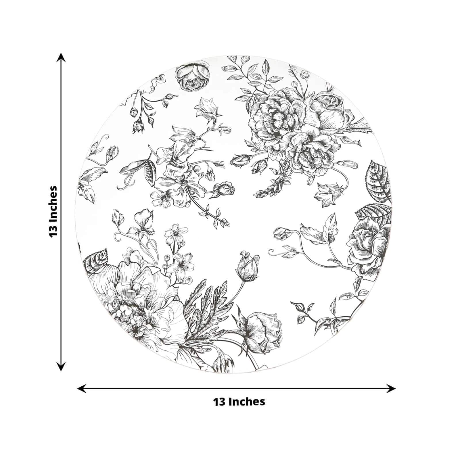 10 Cardboard Paper Placemats with French Toile Pattern - White