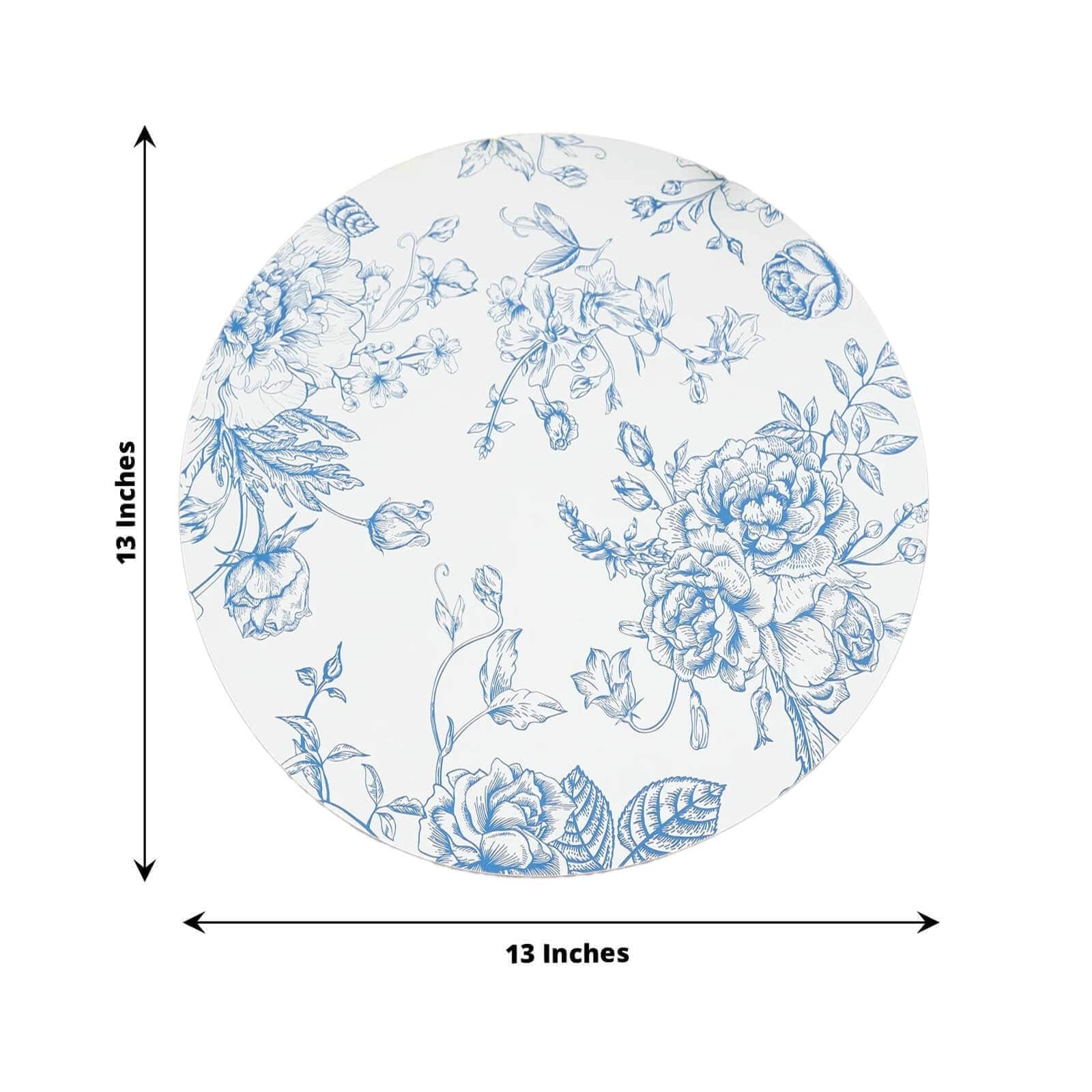 10 Cardboard Paper Placemats with French Toile Pattern - White