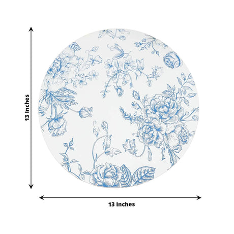 10 Cardboard Paper Placemats with French Toile Pattern - White