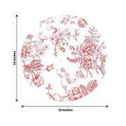 10 Cardboard Paper Placemats with French Toile Pattern - White