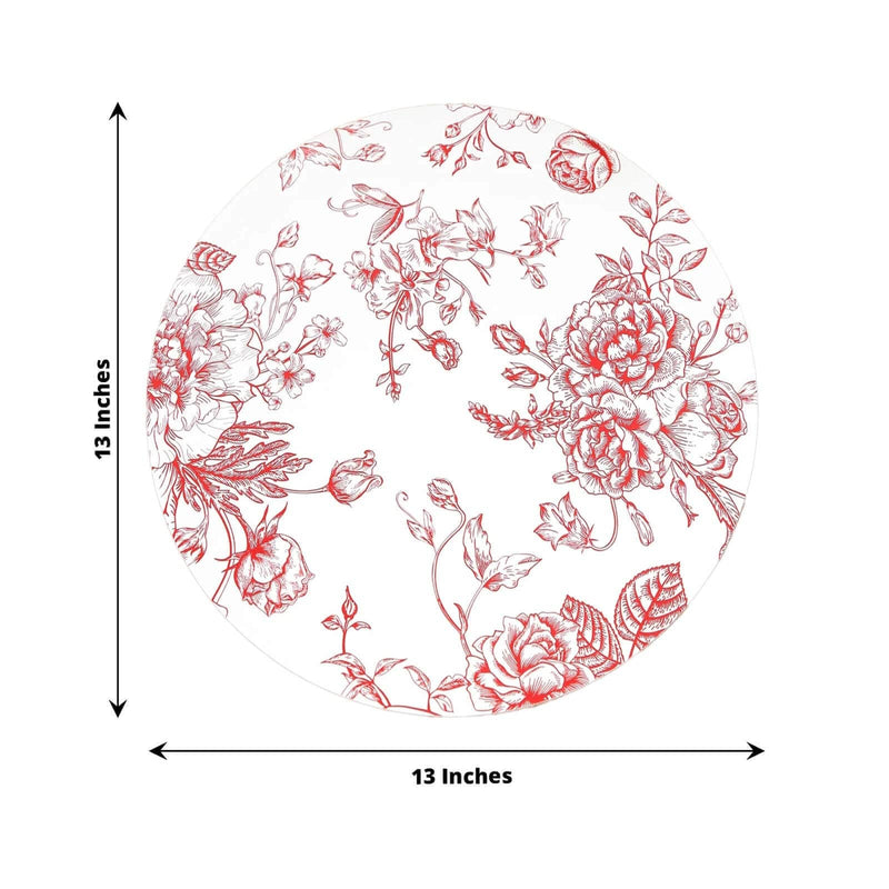 10 Cardboard Paper Placemats with French Toile Pattern - White