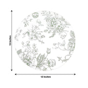 10 Cardboard Paper Placemats with French Toile Pattern - White