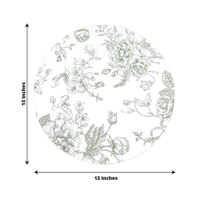 10 Cardboard Paper Placemats with French Toile Pattern - White