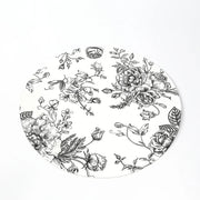 10 Cardboard Paper Placemats with French Toile Pattern - White DSP_CHRG_R0023_FLOR_BLK