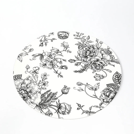 10 Cardboard Paper Placemats with French Toile Pattern - White DSP_CHRG_R0023_FLOR_BLK