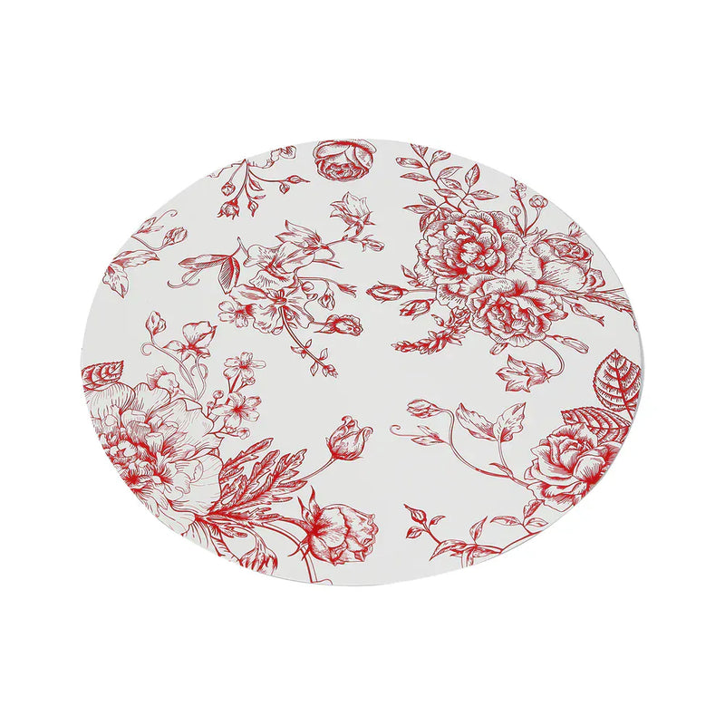 10 Cardboard Paper Placemats with French Toile Pattern - White DSP_CHRG_R0023_FLOR_RED