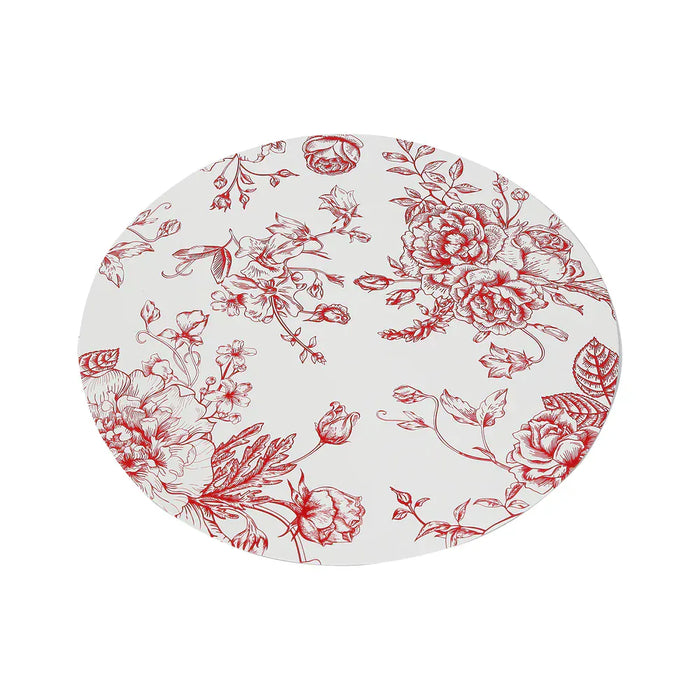 10 Cardboard Paper Placemats with French Toile Pattern - White DSP_CHRG_R0023_FLOR_RED