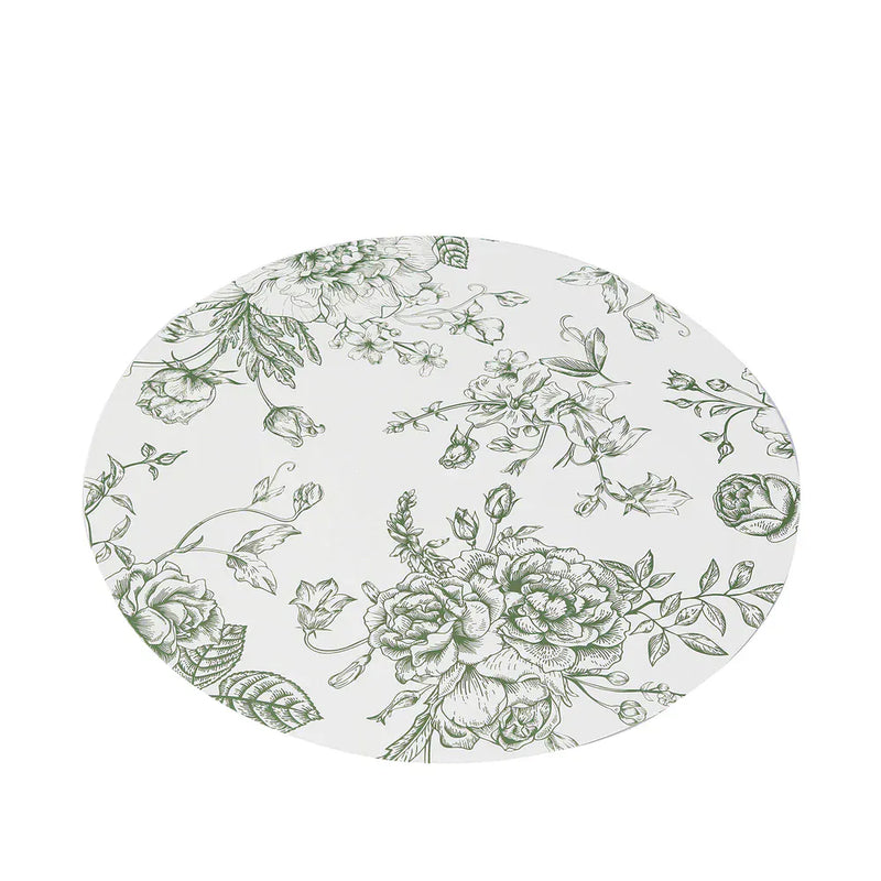 10 Cardboard Paper Placemats with French Toile Pattern - White DSP_CHRG_R0023_FLOR_SAGE