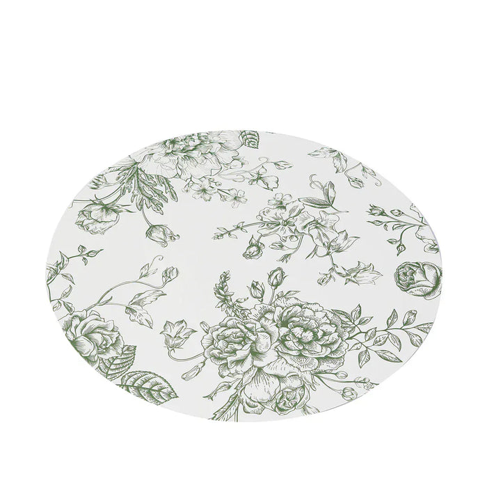 10 Cardboard Paper Placemats with French Toile Pattern - White DSP_CHRG_R0023_FLOR_SAGE