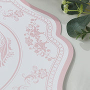 10 Cardboard Paper Placemats with French Toile Pattern - White Pink DSP_CHRG_FLOR016_PINK