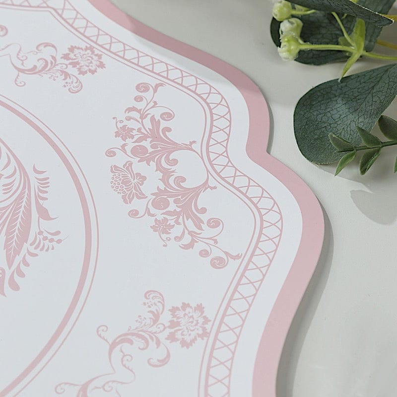 10 Cardboard Paper Placemats with French Toile Pattern - White Pink DSP_CHRG_FLOR016_PINK