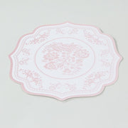 10 Cardboard Paper Placemats with French Toile Pattern - White Pink DSP_CHRG_FLOR016_PINK