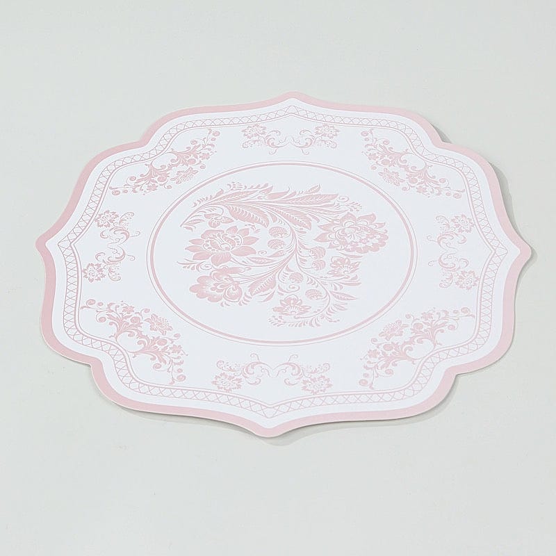 10 Cardboard Paper Placemats with French Toile Pattern - White Pink DSP_CHRG_FLOR016_PINK