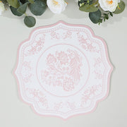 10 Cardboard Paper Placemats with French Toile Pattern - White Pink DSP_CHRG_FLOR016_PINK