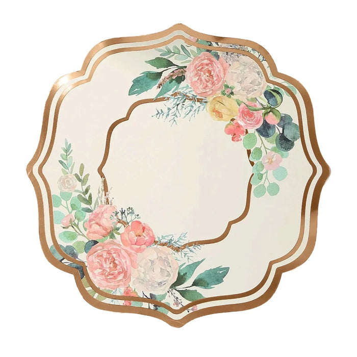 10 Cardboard Paper Placemats with Peony Flowers Print - White and Rose Gold DSP_CHRG_FLOR014_054